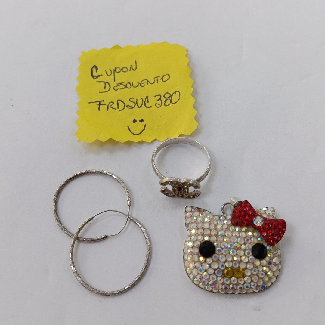 ANILLITO,ARRACADAS PAR,DIJE PLATA 12,20 GRMS (SEMINUEVO)