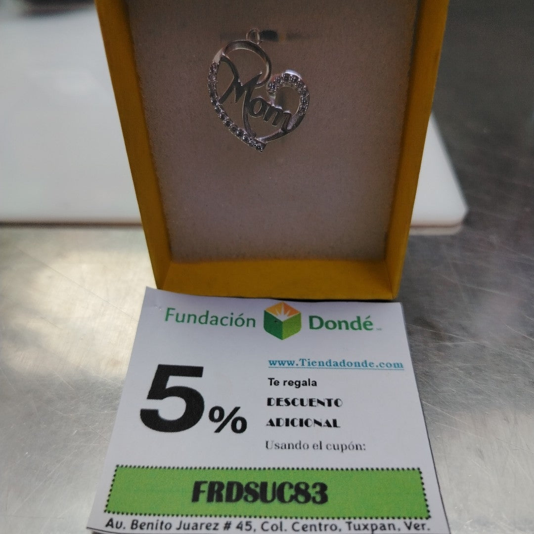 DIJE CORAZON C/CIRCONIAS PLATA .925 3.1 GR (NUEVO)
