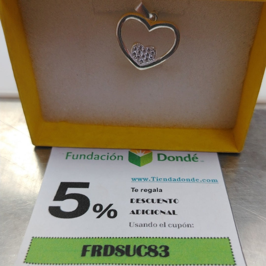 DIJE CORAZON C/CIRCONIAS PLATA .925 2.6 GR (NUEVO)