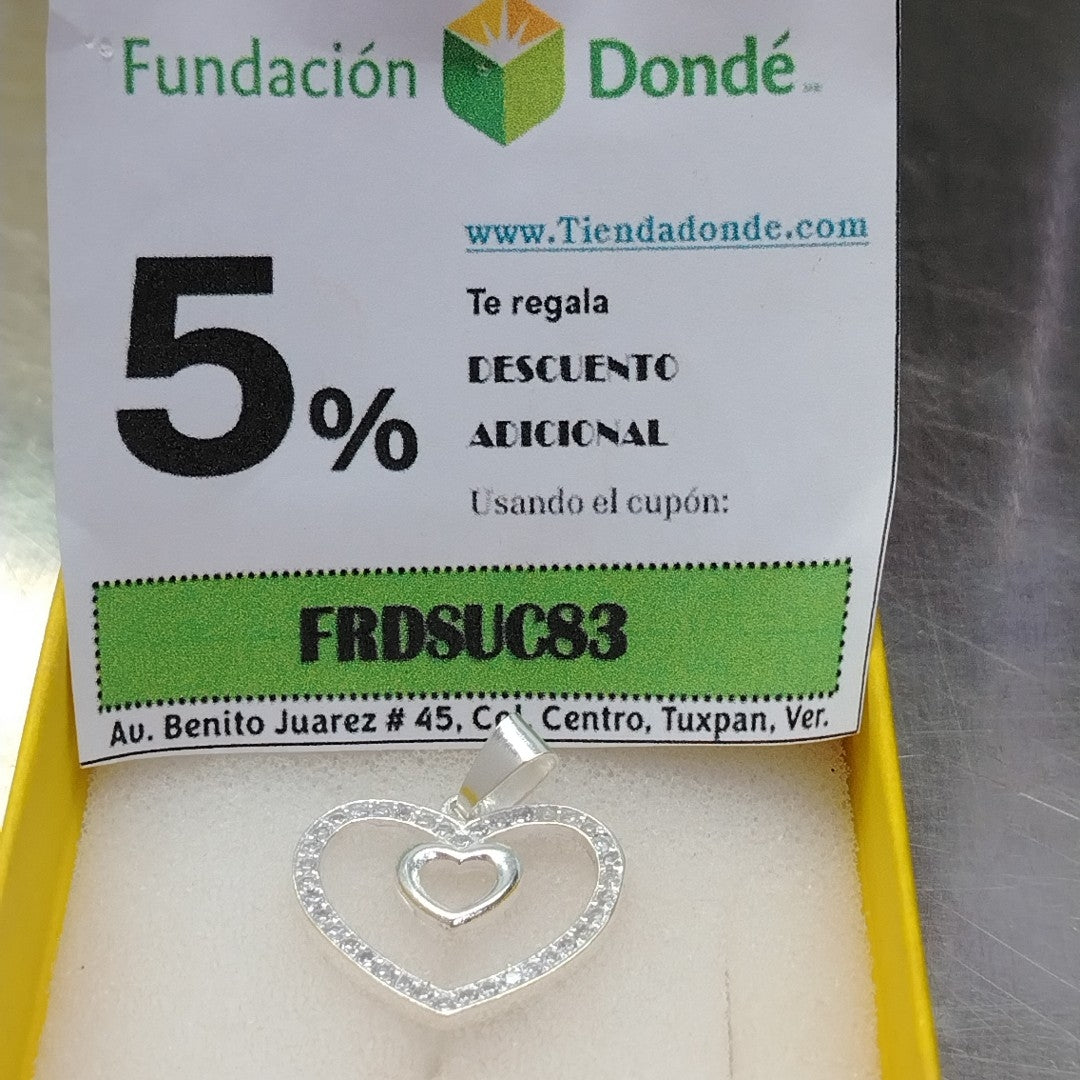 DIJE CORAZON C/CIRCONIAS PLATA .925 2.7 GR (NUEVO)