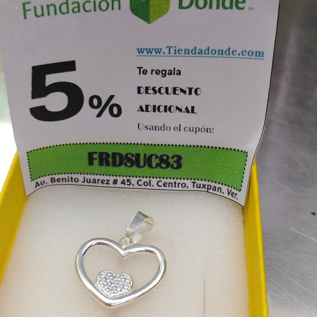 DIJE CORAZON C/CIRCONIAS PLATA .925 2.8 GR (NUEVO)