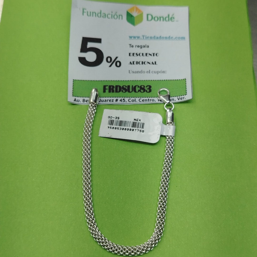PULSERA TEJIDO ESPECIAL PLATA .925 18 CM 4.8 GR (NUEVO)