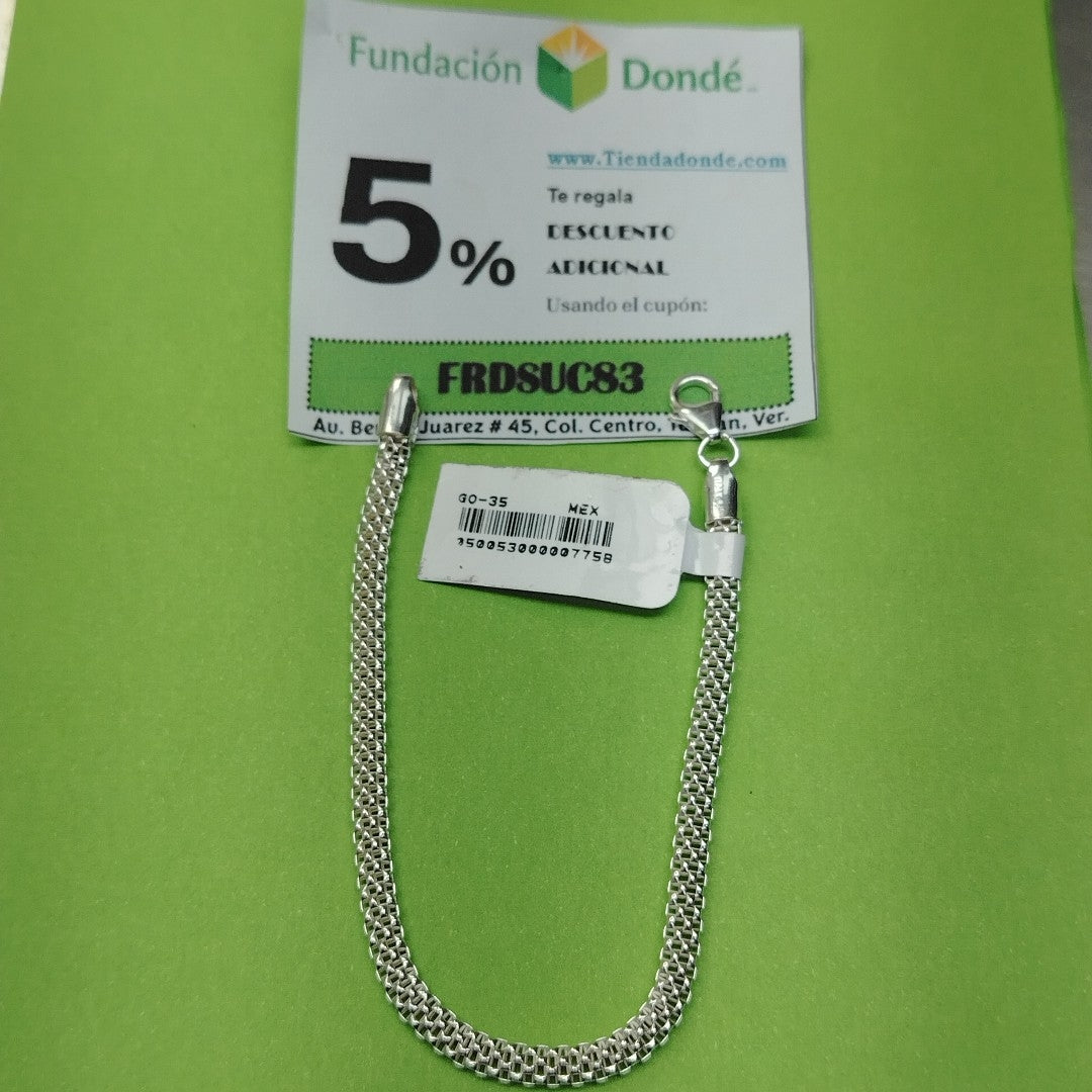 PULSERA TEJIDO ESPECIAL PLATA .925 18 CM 4.8 GR (NUEVO)