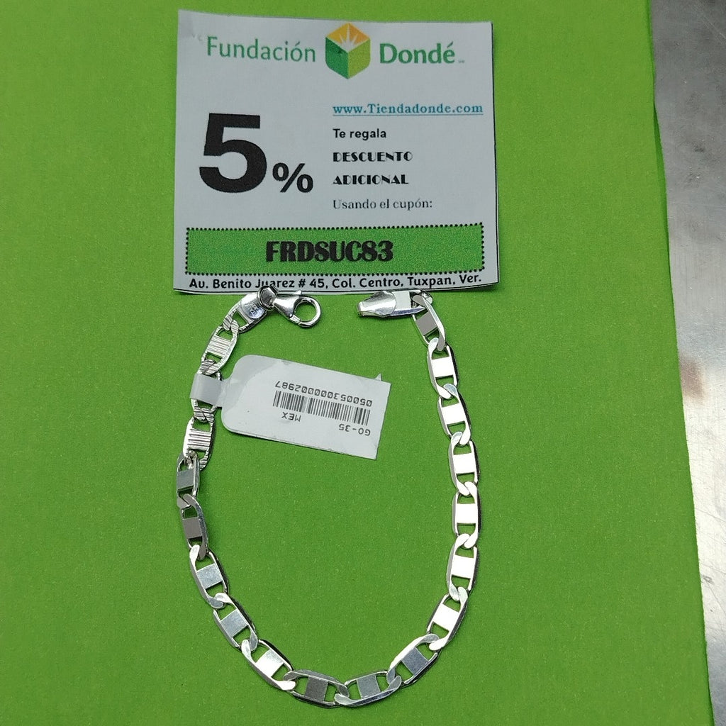 PULSERA TEJIDO ESPEJO PLATA .925 21 CM 7.8 GR (NUEVO)