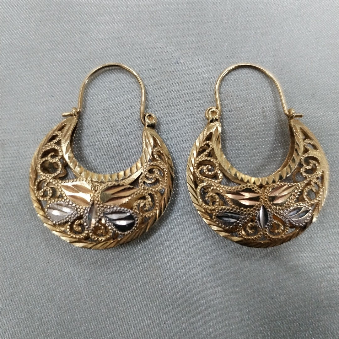 ARETES PAR ORO, ORO COMBINADO 14 K 7.6 GRMS (SEMINUEVO)
