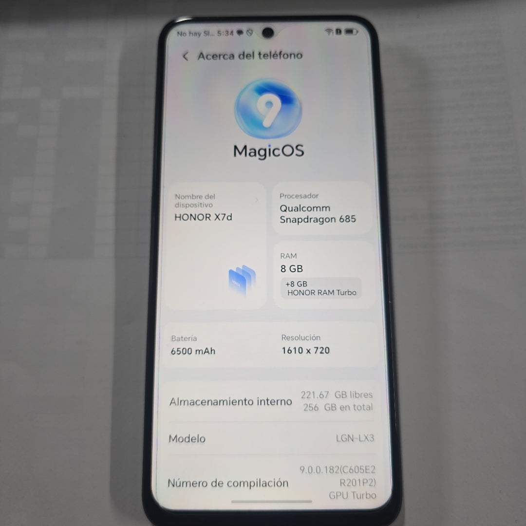 CELULAR HONOR X7D LGN-LX3 (2025) 256 GB 8 GB RAM (SEMINUEVO)