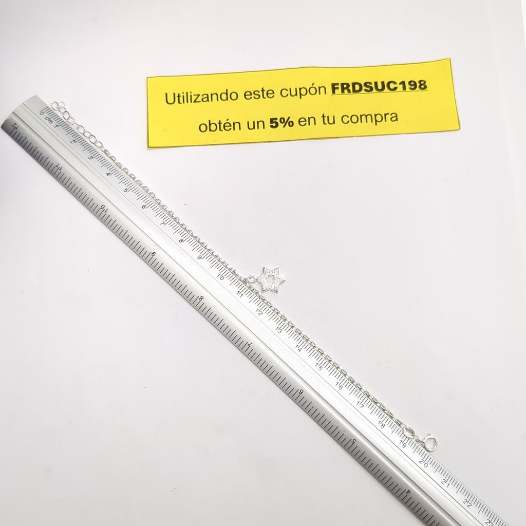 PULSERA TEJIDO ESPECIAL CON DIJE DE ESTRELLA CON CIRCONIAS PLATA .925 18 CM 2.5 GR (NUEVO)
