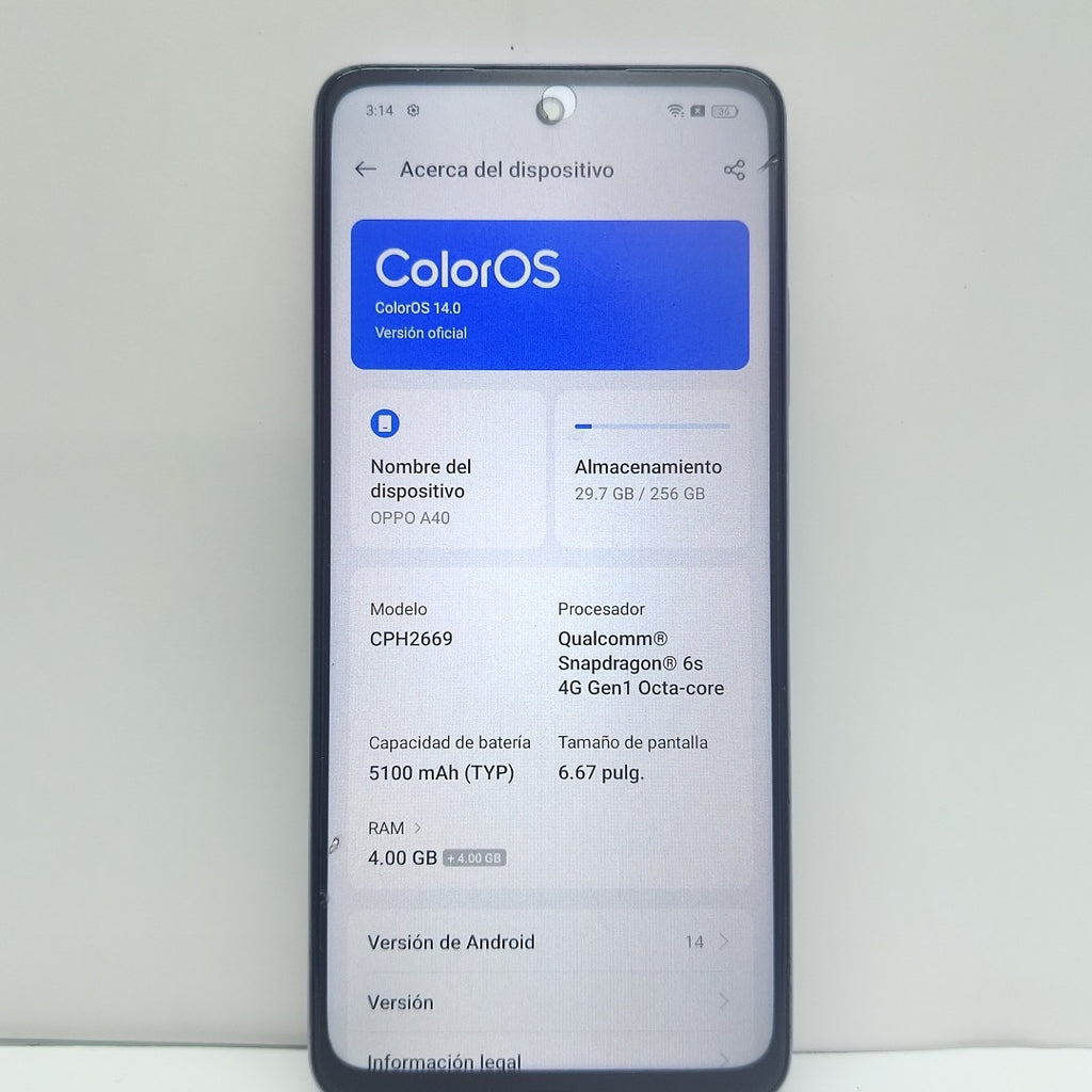 CELULAR OPPO A40 CPH2669 (2024) 256 GB 4 GB RAM (SEMINUEVO)