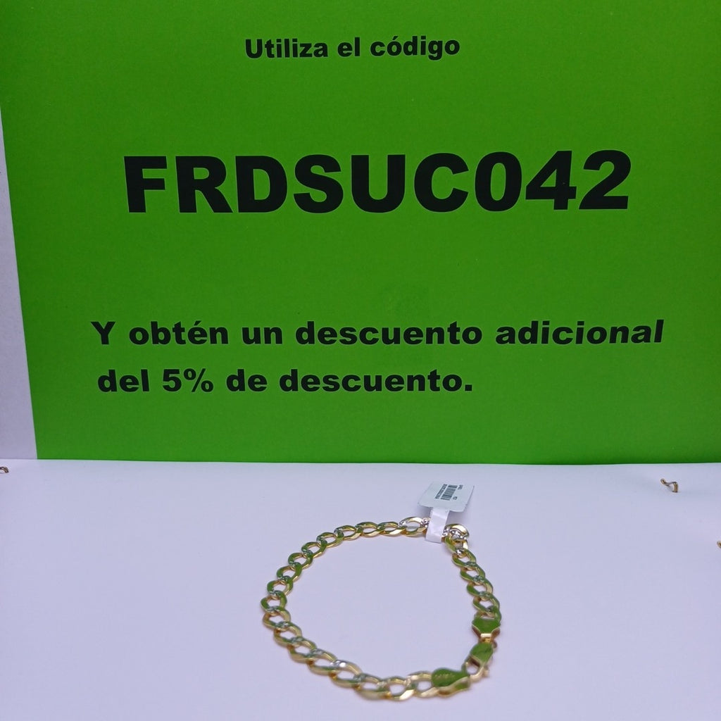 PULSERAS TEJIDO BARBADA DIAMANTADA ORO 14K 21 CM 10.4 GR (NUEVO)