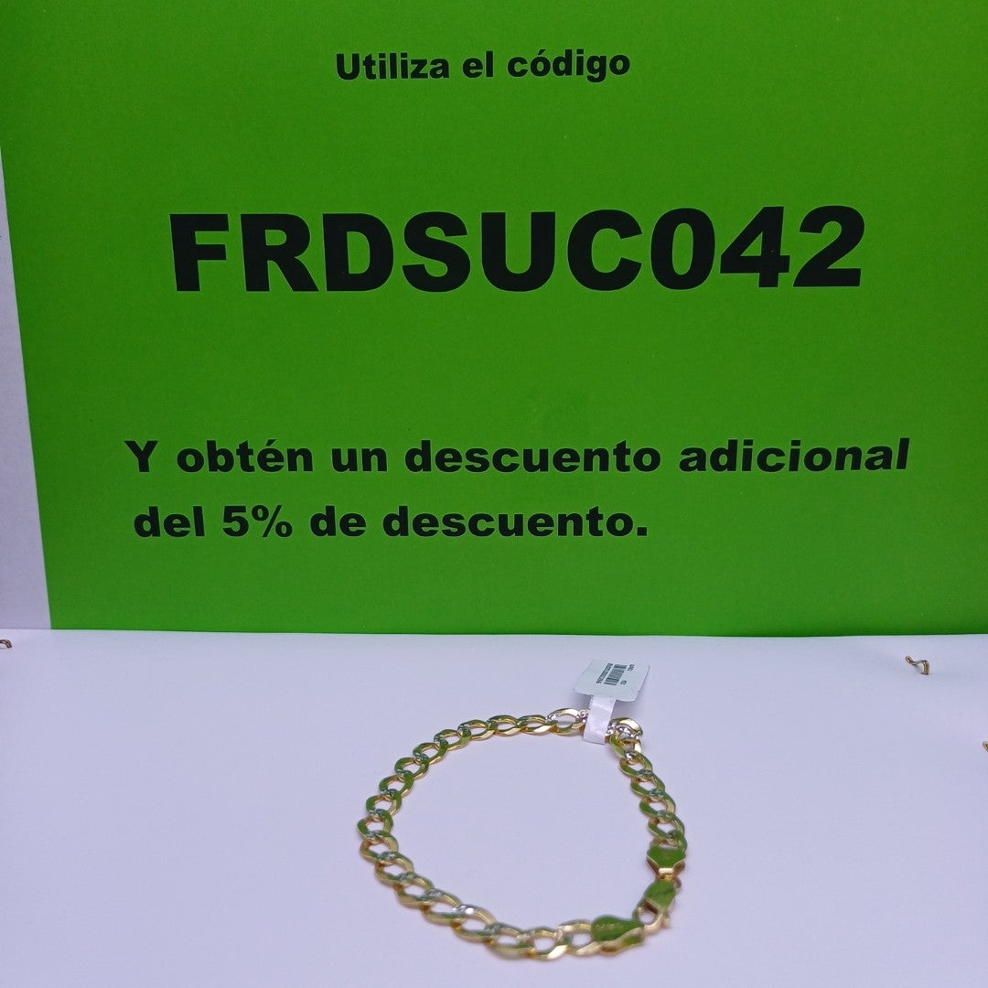 PULSERAS TEJIDO BARBADA DIAMANTADA ORO 14K 21 CM 10.4 GR (NUEVO)