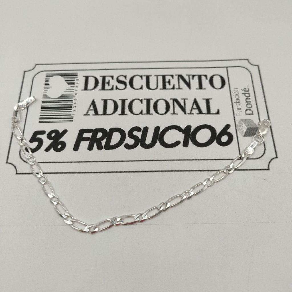 PULSERA TEJIDO 1X1 PLATA .925 18 CM 3.5 GR (NUEVO)
