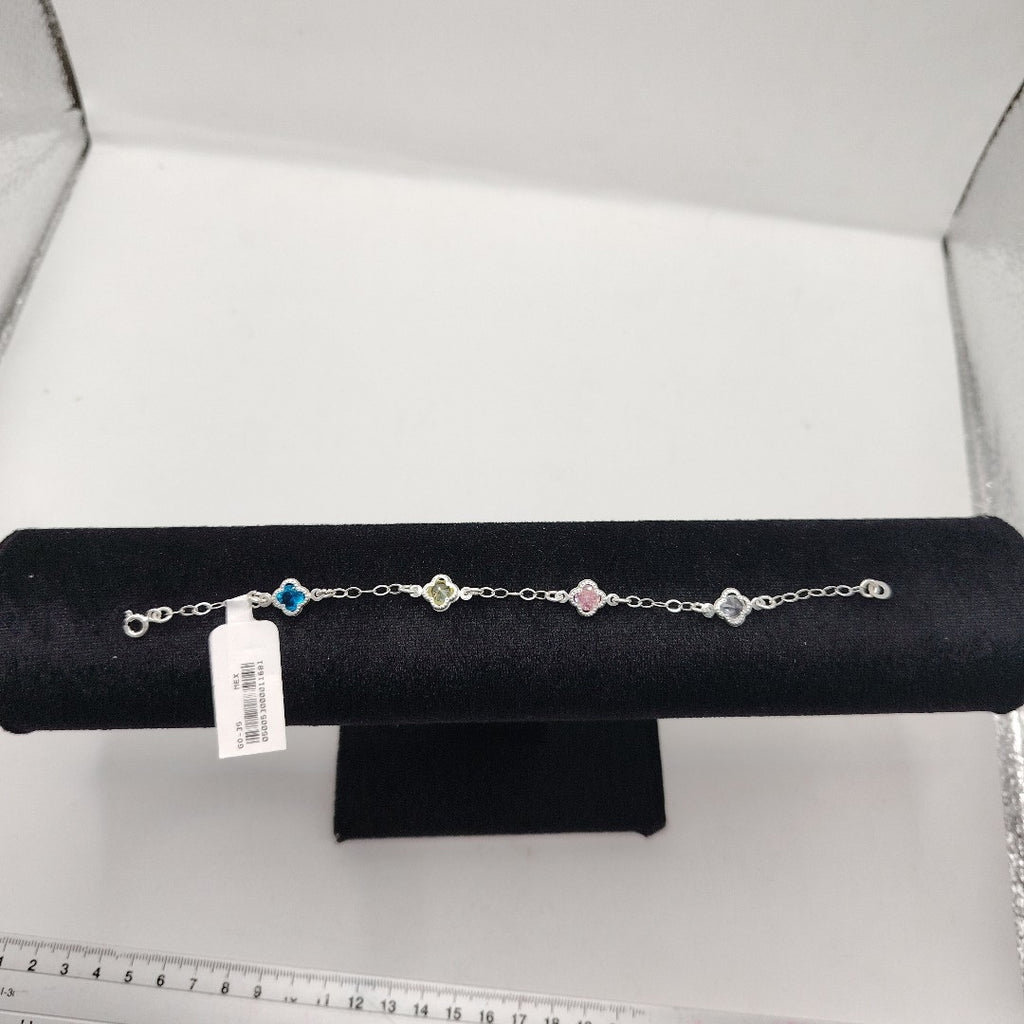 PULSERA ESPECIAL CON PIEDRAS DE COLOR PLATA .925 18 CM 3.42 GR (NUEVO)