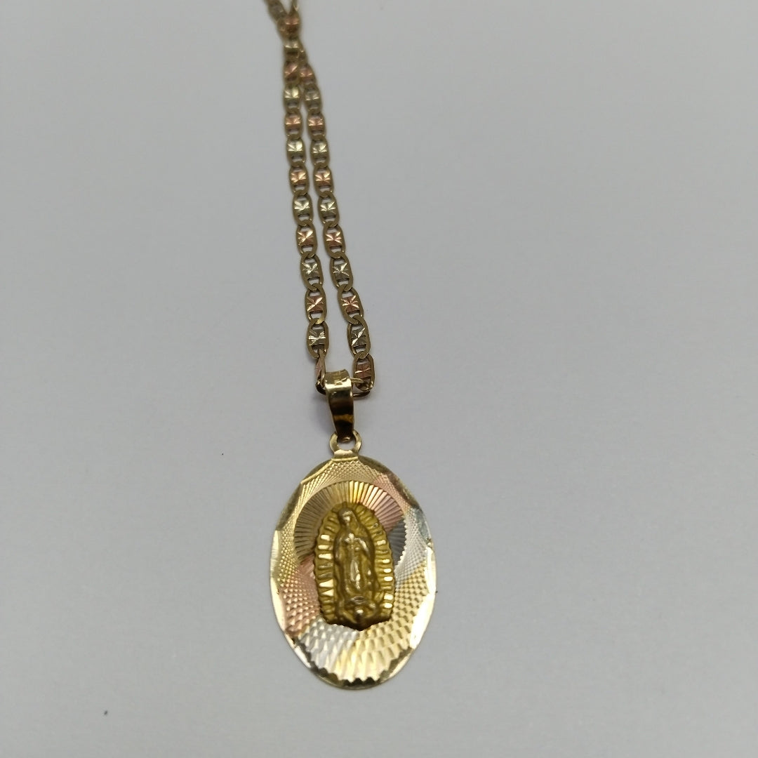 CADENA, MEDALLA RELIGIOSA ORO 10 K 4.9 GRMS (SEMINUEVO)