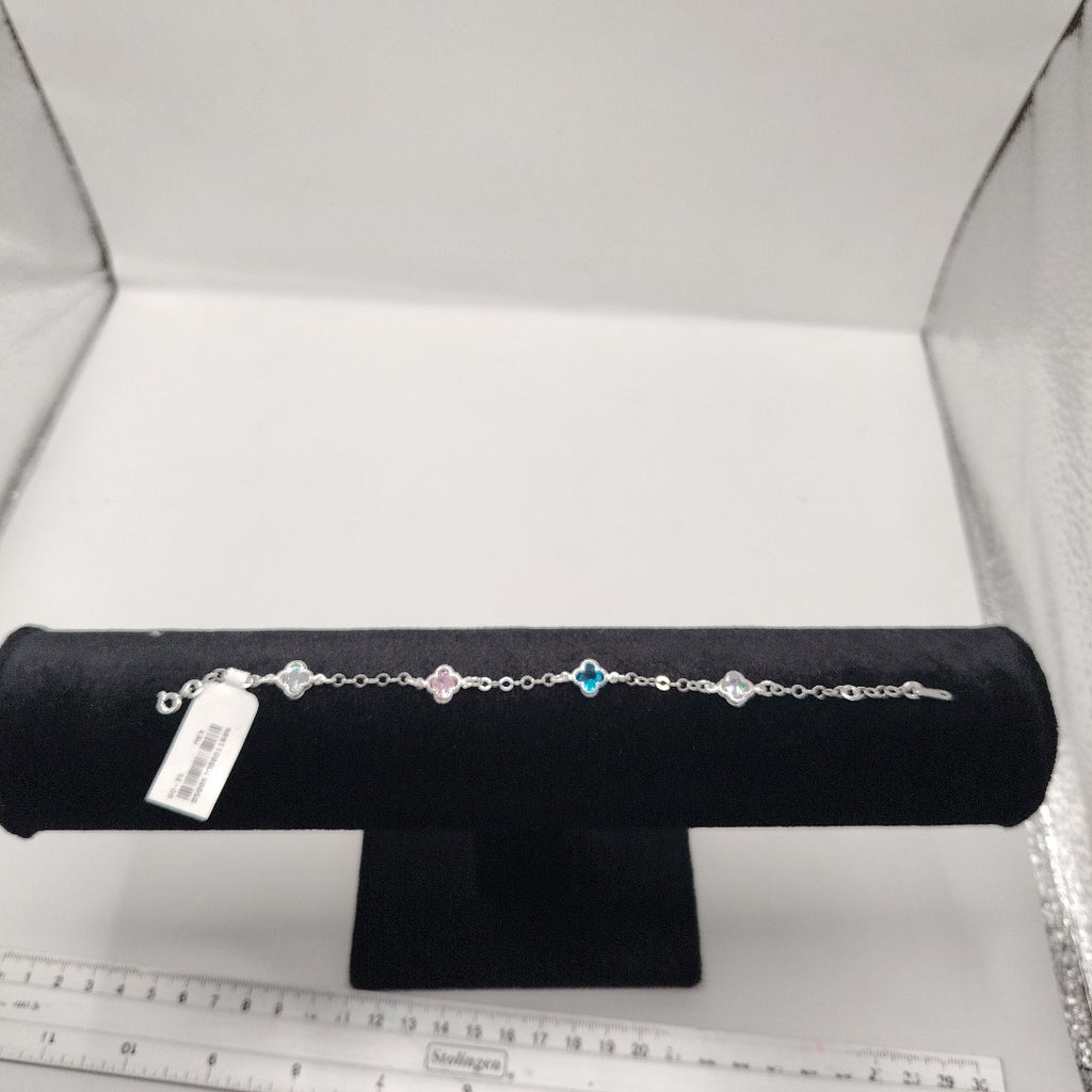 PULSERA ESPECIAL CON PIEDRAS DE COLOR PLATA .925 18 CM 3.42 GR (NUEVO)