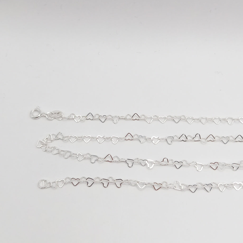 CADENA CORAZONES PLATA .925 50 CM 2.62 GR (NUEVO)