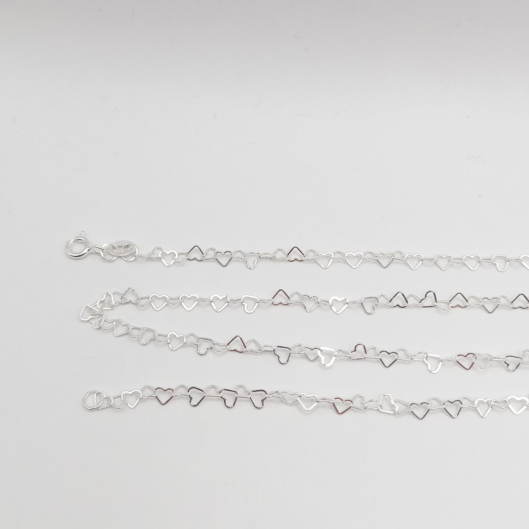CADENA CORAZONES PLATA .925 50 CM 2.62 GR (NUEVO)