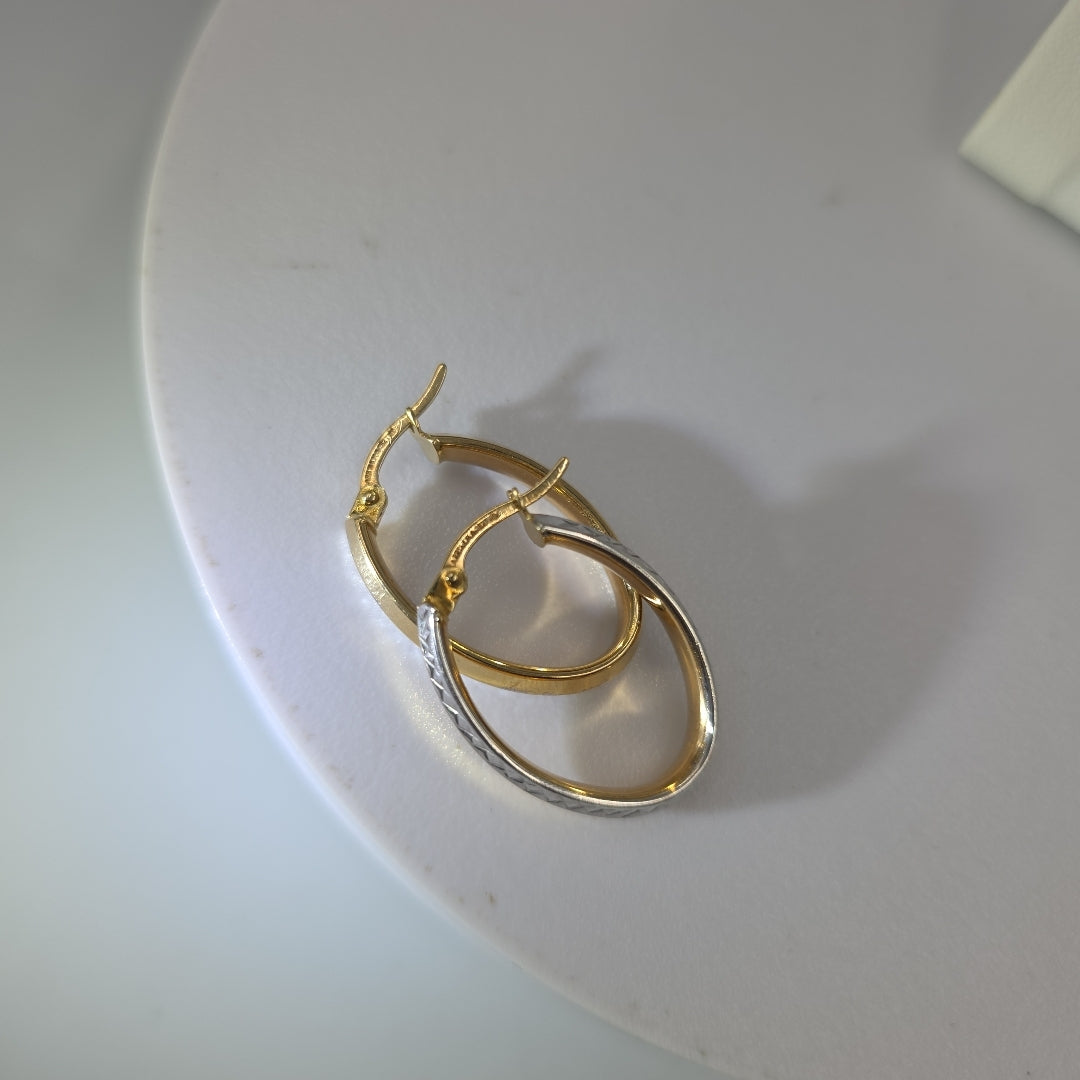 ARRACADAS PAR ORO, ORO COMBINADO 14 K 1.6 GRMS (SEMINUEVO)