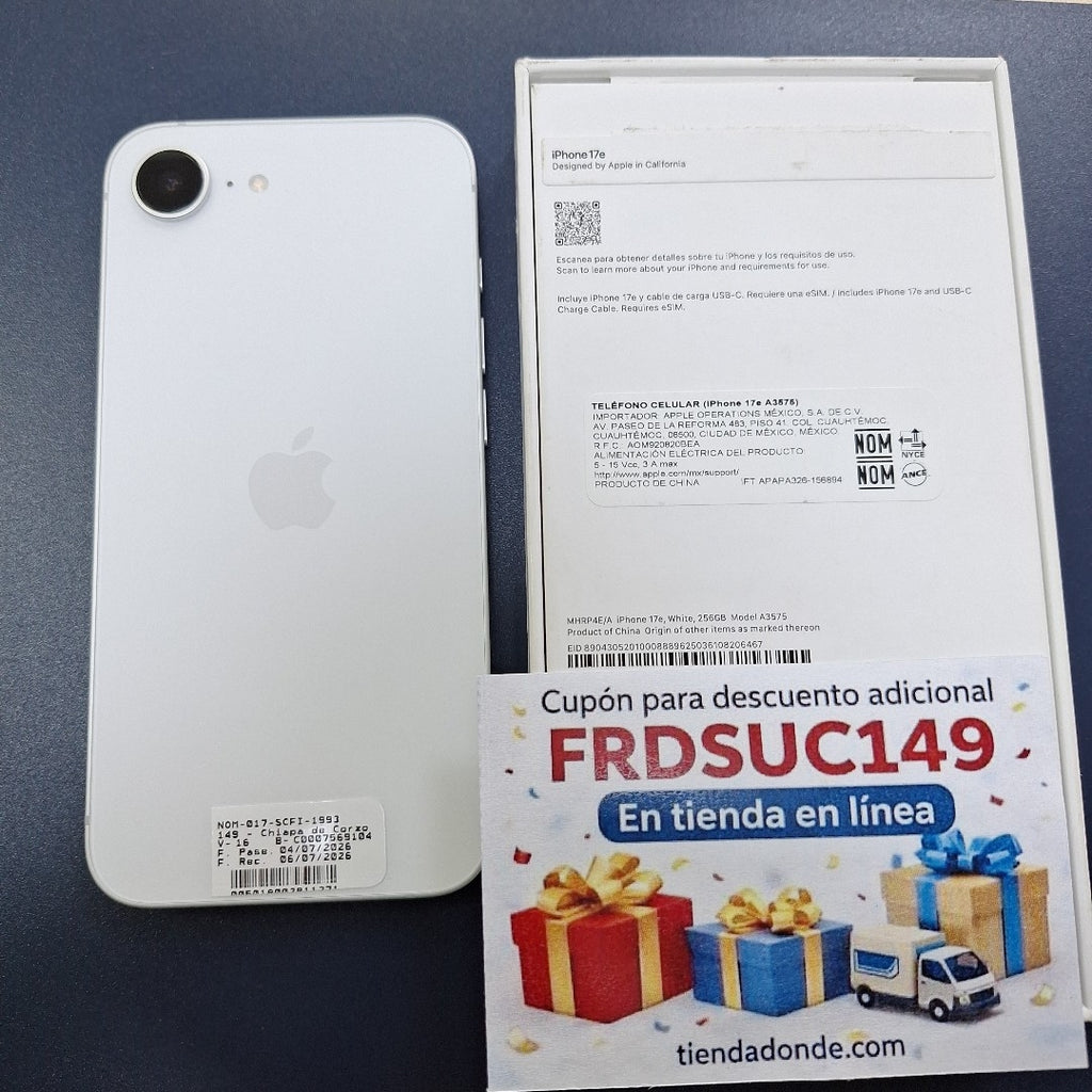 CELULAR APPLE IPHONE 17E A3575 (2026) 256 GB 8 GB RAM (SEMINUEVO)