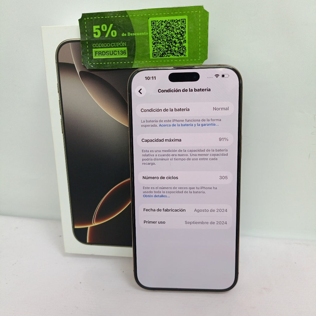 CELULAR APPLE IPHONE 16 PRO MAX A3295 (2024) 512 GB 8 GB RAM (SEMINUEVO)