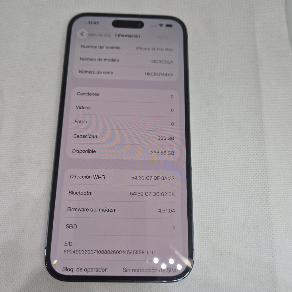 CELULAR APPLE IPHONE 14 PRO MAX A2893 256 GB 6 GB RAM (SEMINUEVO)