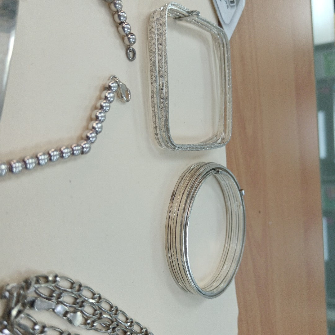 CADENA, ESCLAVA, PULSERA, SEMANARIO DE ARGOLLAS PLATA 148.8 GRMS (SEMINUEVO)