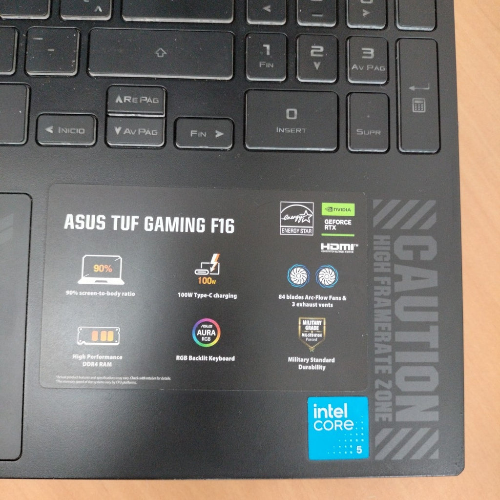 LAPTOP ASUS TUF GAMING F16 FX607VJ-RL024W (2025) 512 GB SSD 16 GB RAM (SEMINUEVO)