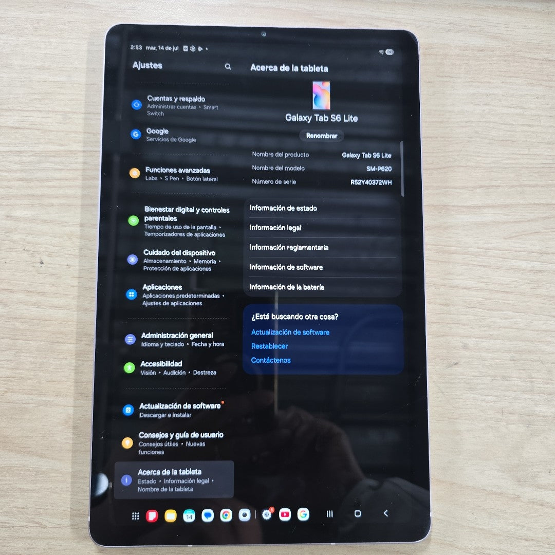 TABLETA SAMSUNG GALAXY TAB S6 LITE SM-P620 (2024) 128 GB 4 GB RAM (SEMINUEVO)