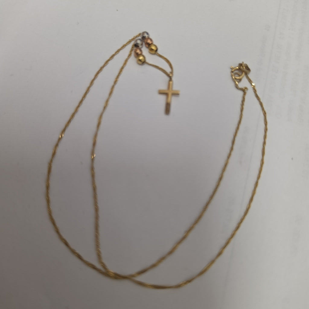 CRUZ,GARGANTILLA ORO COMBINADO 14 K 1,30 GRMS (SEMINUEVO)