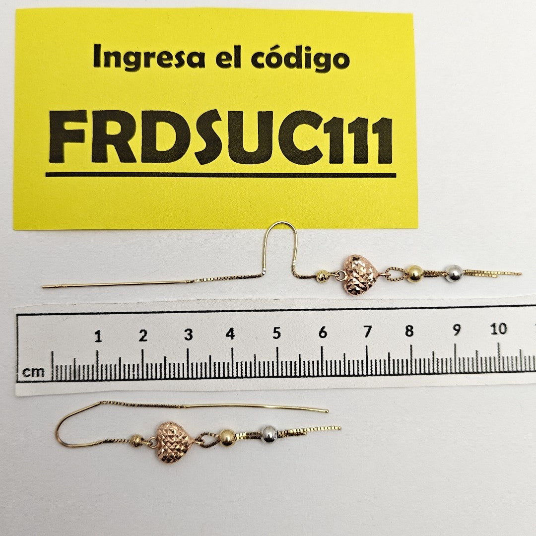 ARETES PAR ORO COMBINADO 14 K 2.8 GRMS (SEMINUEVO)