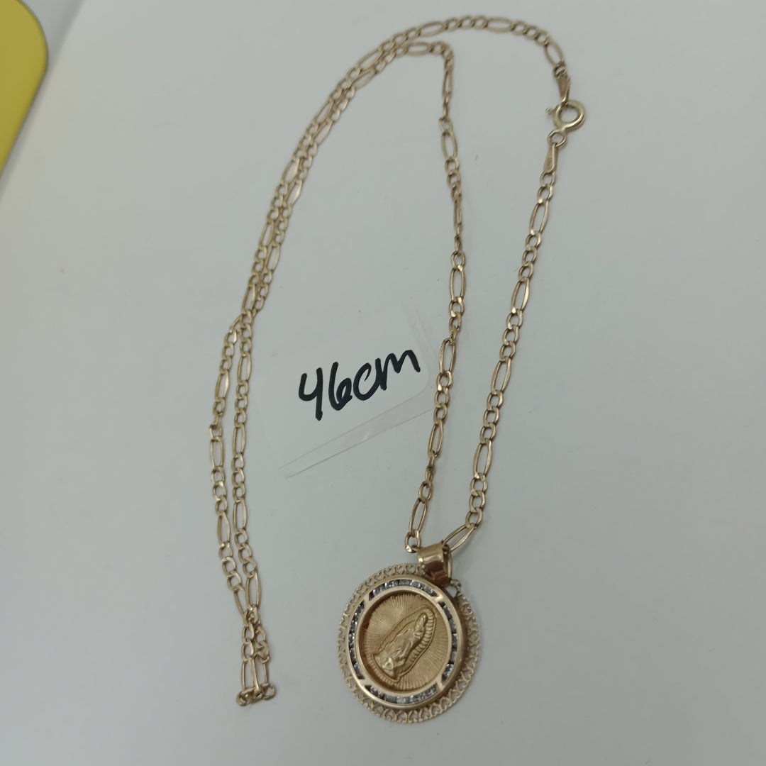 CADENA, MEDALLA RELIGIOSA ORO 10 K 3.2 GRMS (SEMINUEVO)