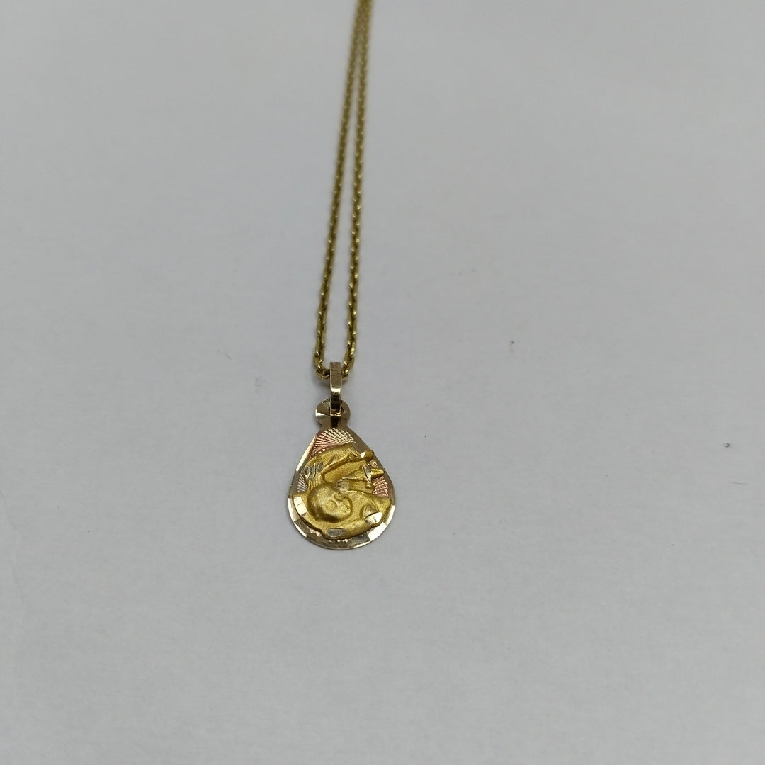 CADENA,MEDALLA RELIGIOSA ORO 10 K 2,70 GRMS (SEMINUEVO)
