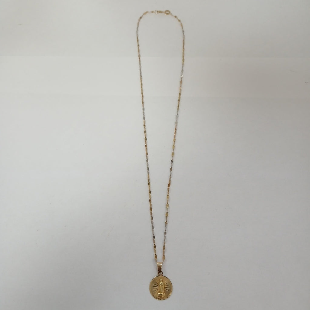 CADENA, MEDALLA RELIGIOSA ORO 14 K 1.8 GRMS (SEMINUEVO)