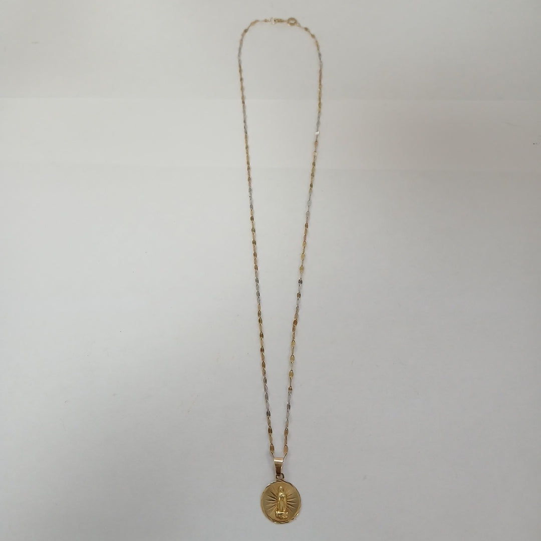 CADENA, MEDALLA RELIGIOSA ORO 14 K 1.8 GRMS (SEMINUEVO)