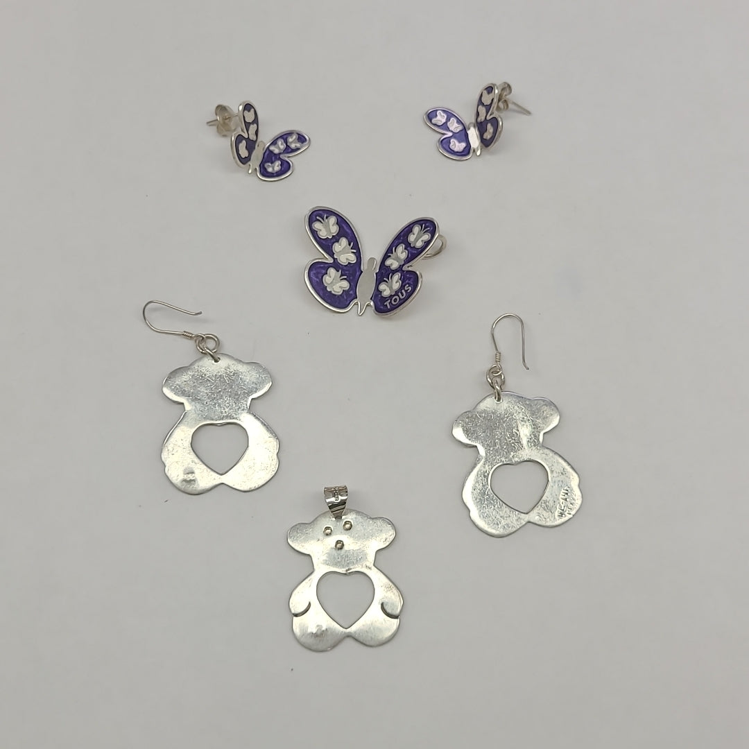 ARETES PAR, DIJE PLATA 61.4 GRMS (SEMINUEVO)