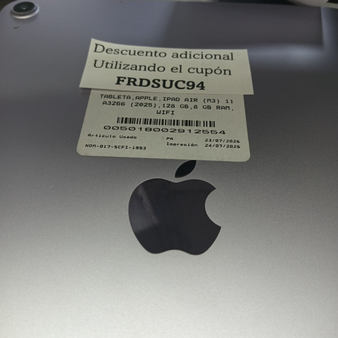 TABLETA APPLE IPAD AIR (M3) 11" A3266 (2025) 128 GB 8 GB RAM (SEMINUEVO)