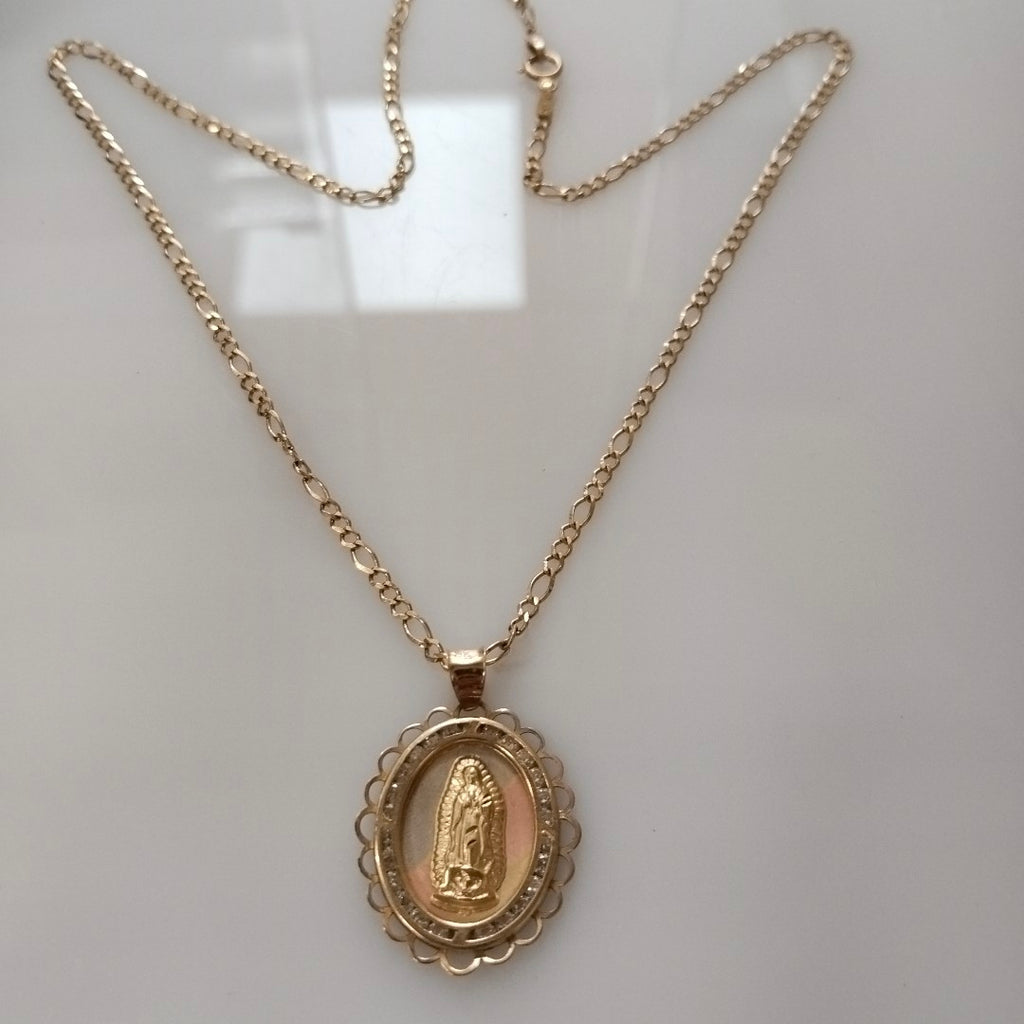 CADENA, MEDALLA RELIGIOSA ORO 10 K 4.3 GRMS (SEMINUEVO)