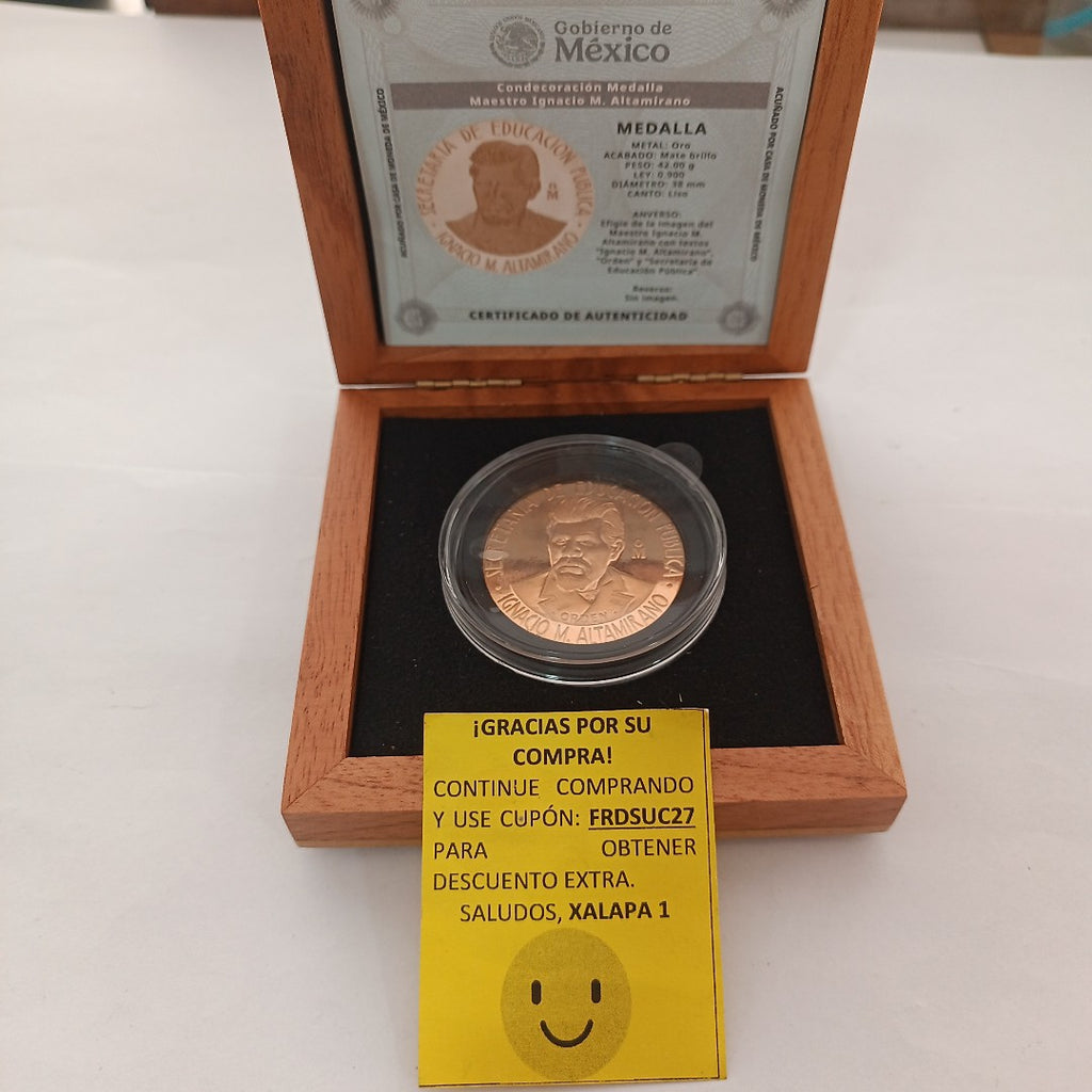 MEDALLA CONMEMORATIVA ORO 21 K 42 GRMS (SEMINUEVO)