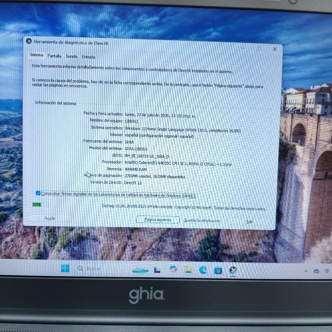 LAPTOP GHIA LIBERO LH714CP 128 GB SSD 4 GB RAM (SEMINUEVO)