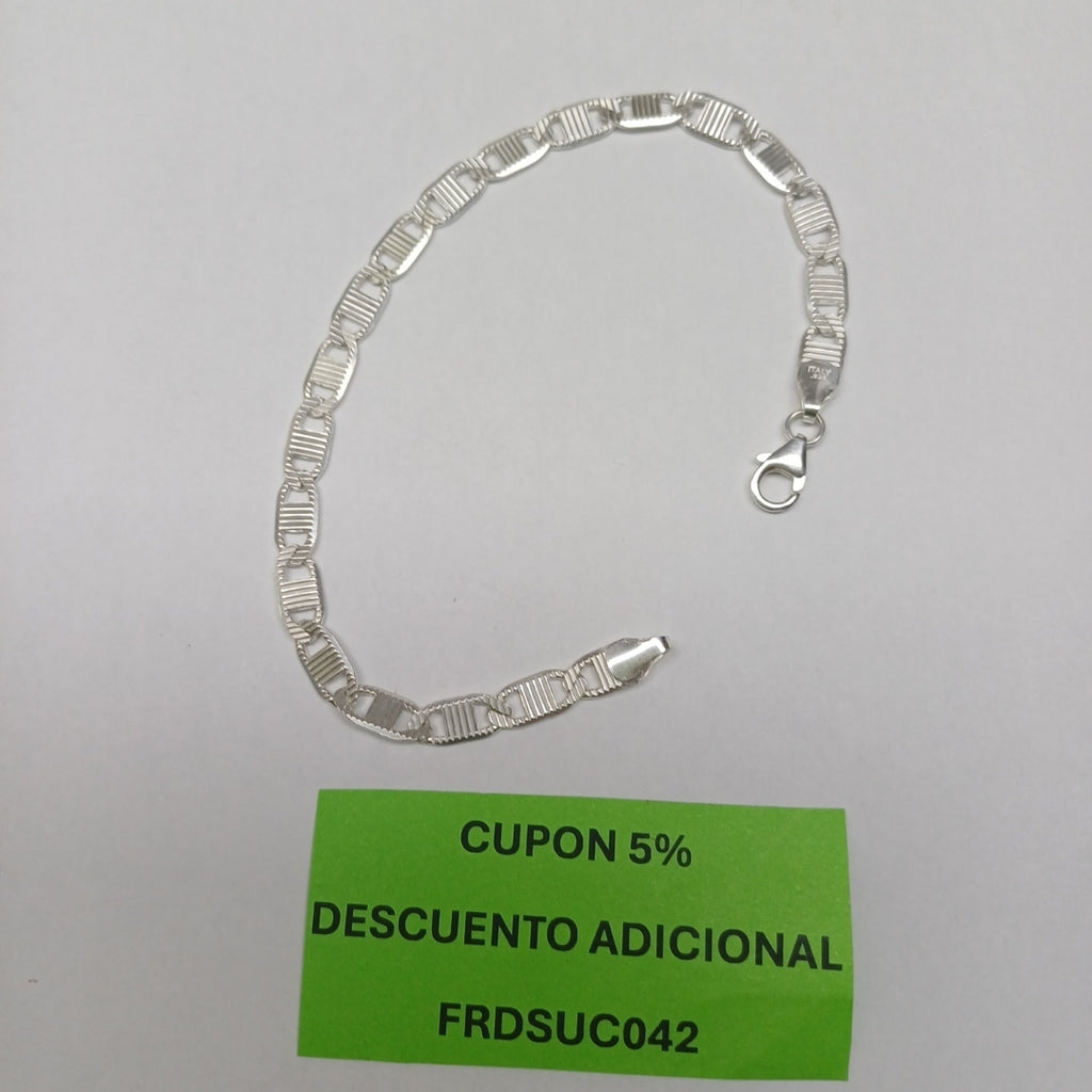 PULSERA TEJIDO ESPEJO PLATA .925 21 CM 7.8 GR (NUEVO)