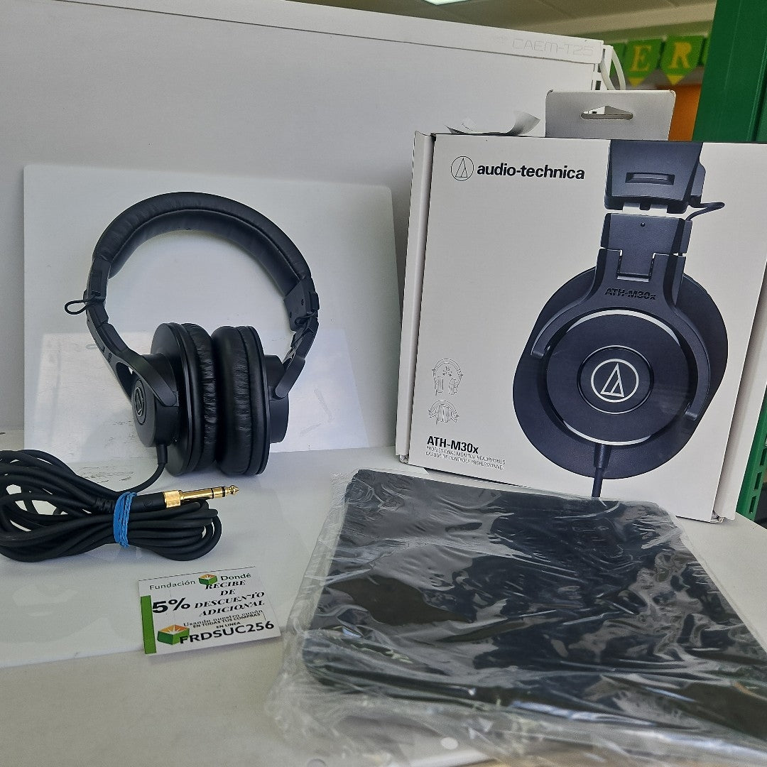 AUDIFONOS AUDIO-TECHNICA ATH-M30X ALAMBRICO OVER EAR (SEMINUEVO)
