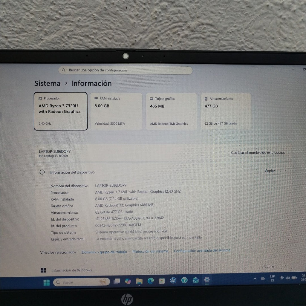 LAPTOP HP 15-FC0230LA (2025) 512 GB SSD 8 GB RAM (SEMINUEVO)