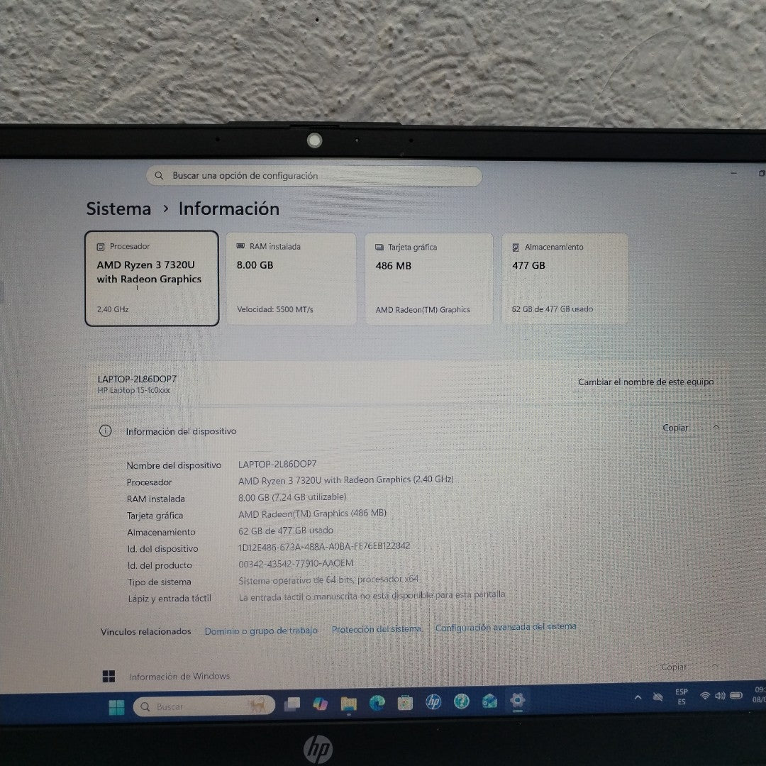 LAPTOP HP 15-FC0230LA (2025) 512 GB SSD 8 GB RAM (SEMINUEVO)