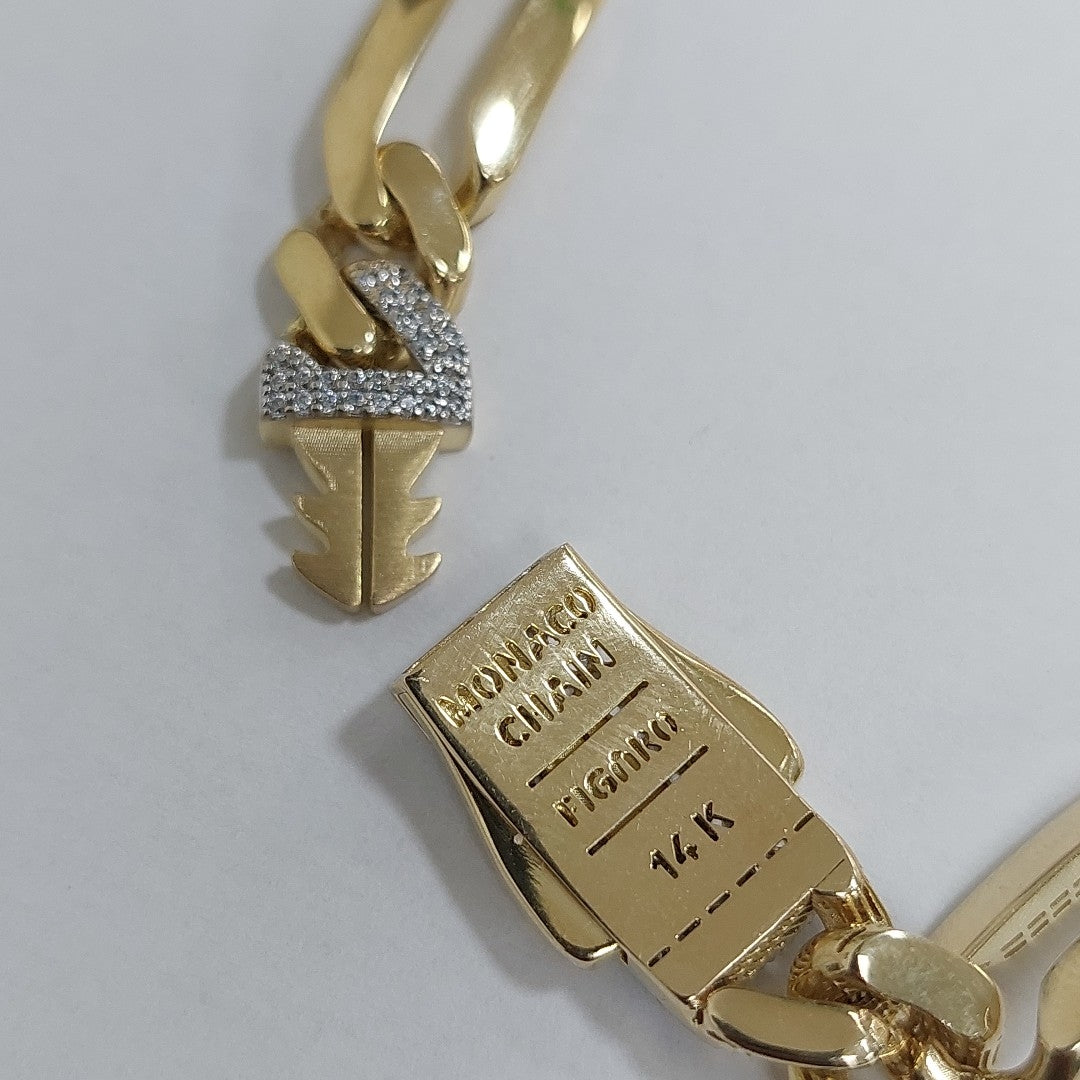 PULSERA CABALLERO MONACO ORO 14K 14.5 (NUEVO)