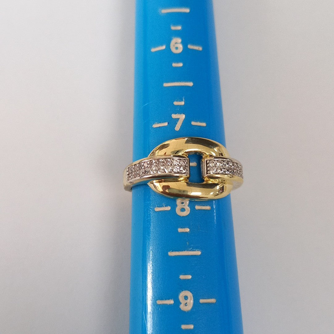 ANILLO ANILLITO C CIRCONIAS 10K 7.5 TALLA 2.6 GR (NUEVO)