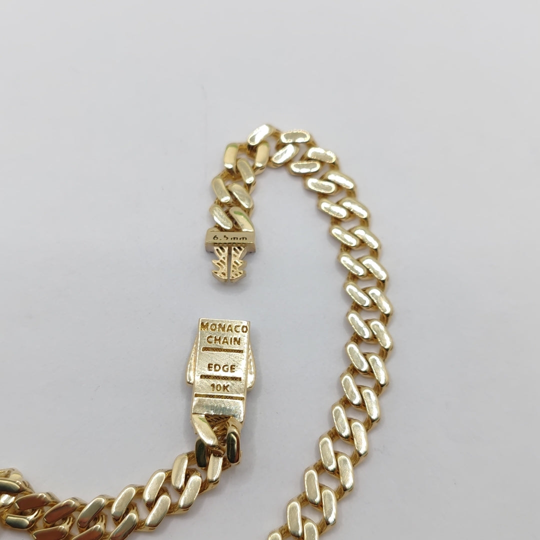 PULSERA CABALLERO MONACO ORO 10K 7.6 (NUEVO)