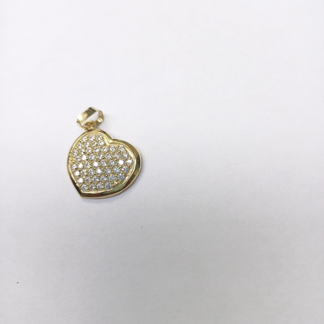 DIJE TEJIDO CORAZON CON CIRCONIAS 14K 1.7 GR (NUEVO)