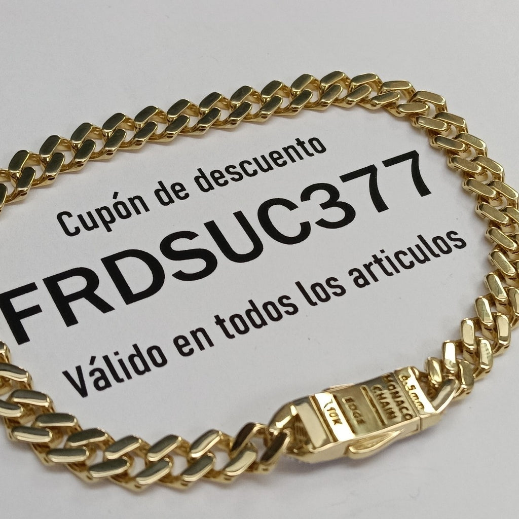 PULSERA CABALLERO MONACO ORO 10K 7.5 (NUEVO)