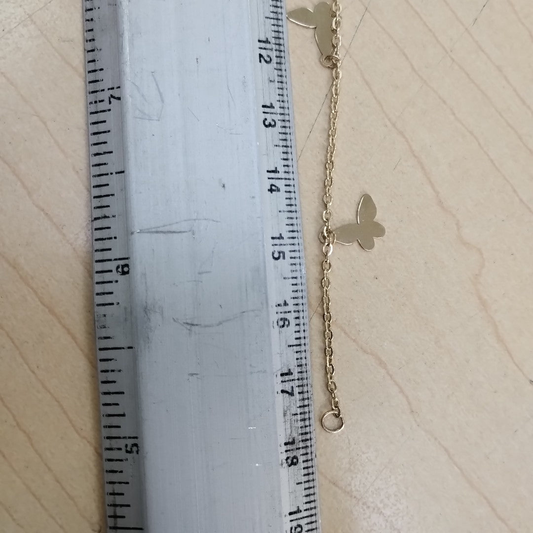 PULSERA ESPECIAL CON MARIPOSAS 14K 18 CM 2 GR (NUEVO)