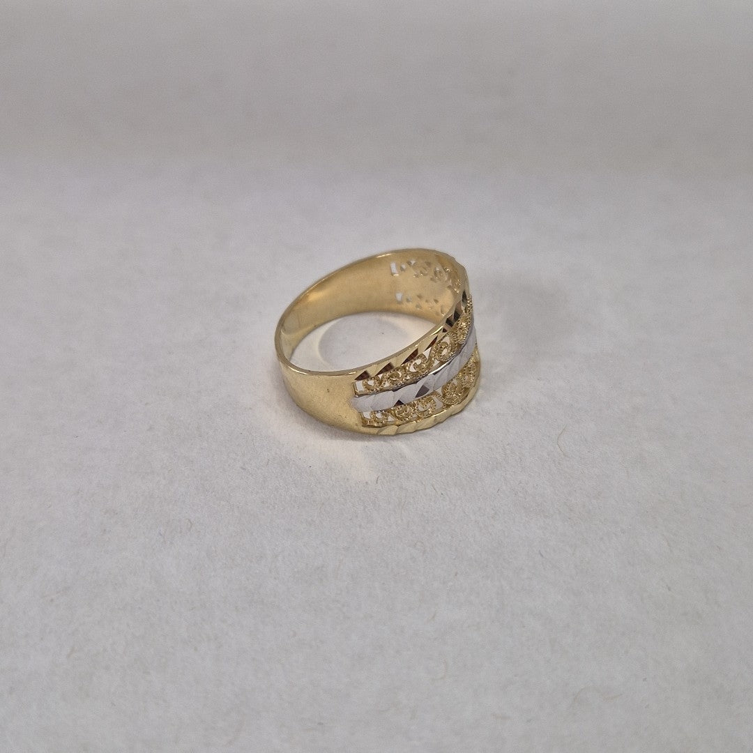 ANILLOS TIPO FILIGRANA COMBINADO 14K TALLA 8 3 GR (NUEVO)