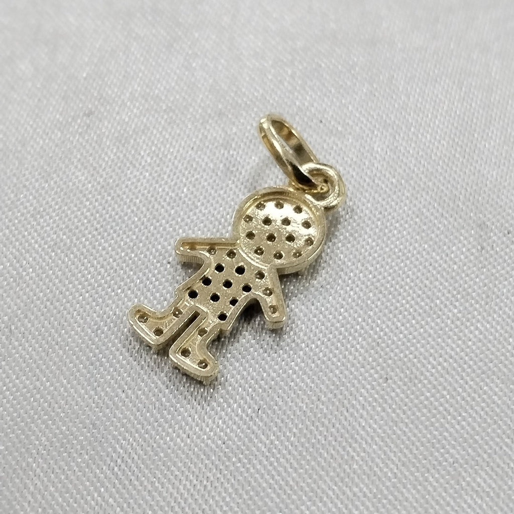 DIJE NIÑO CON CIRCONIAS Y PIEDRAS DE COLOR 10K 0.9 GR (NUEVO)